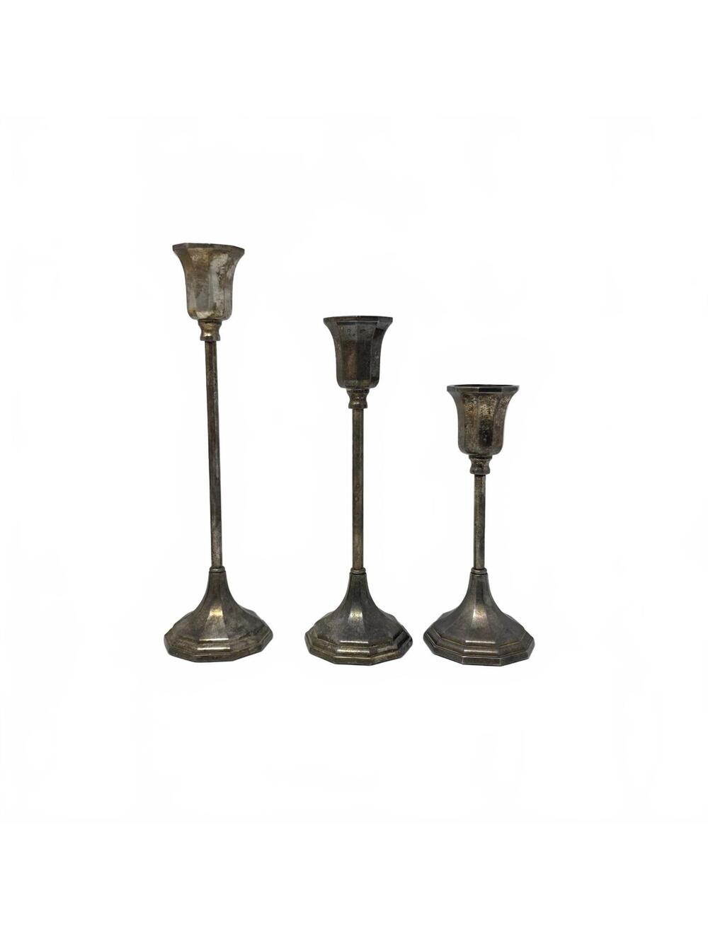 Vintage Italian Silver Plate Candlesticks Set of 3 Graduated Sheffield